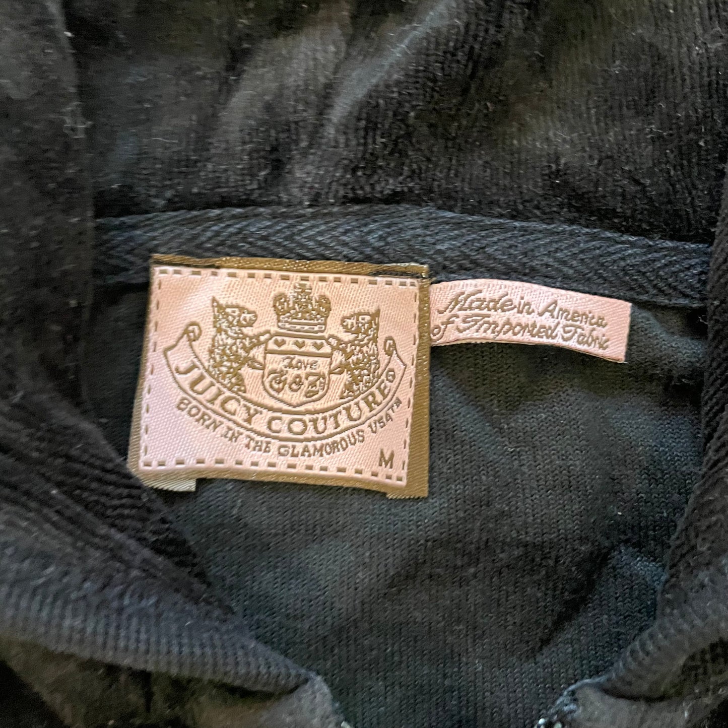 Juicy Couture Women's Charcoal Velour Zip-Up Hoodie Loungewear Pockets Size M