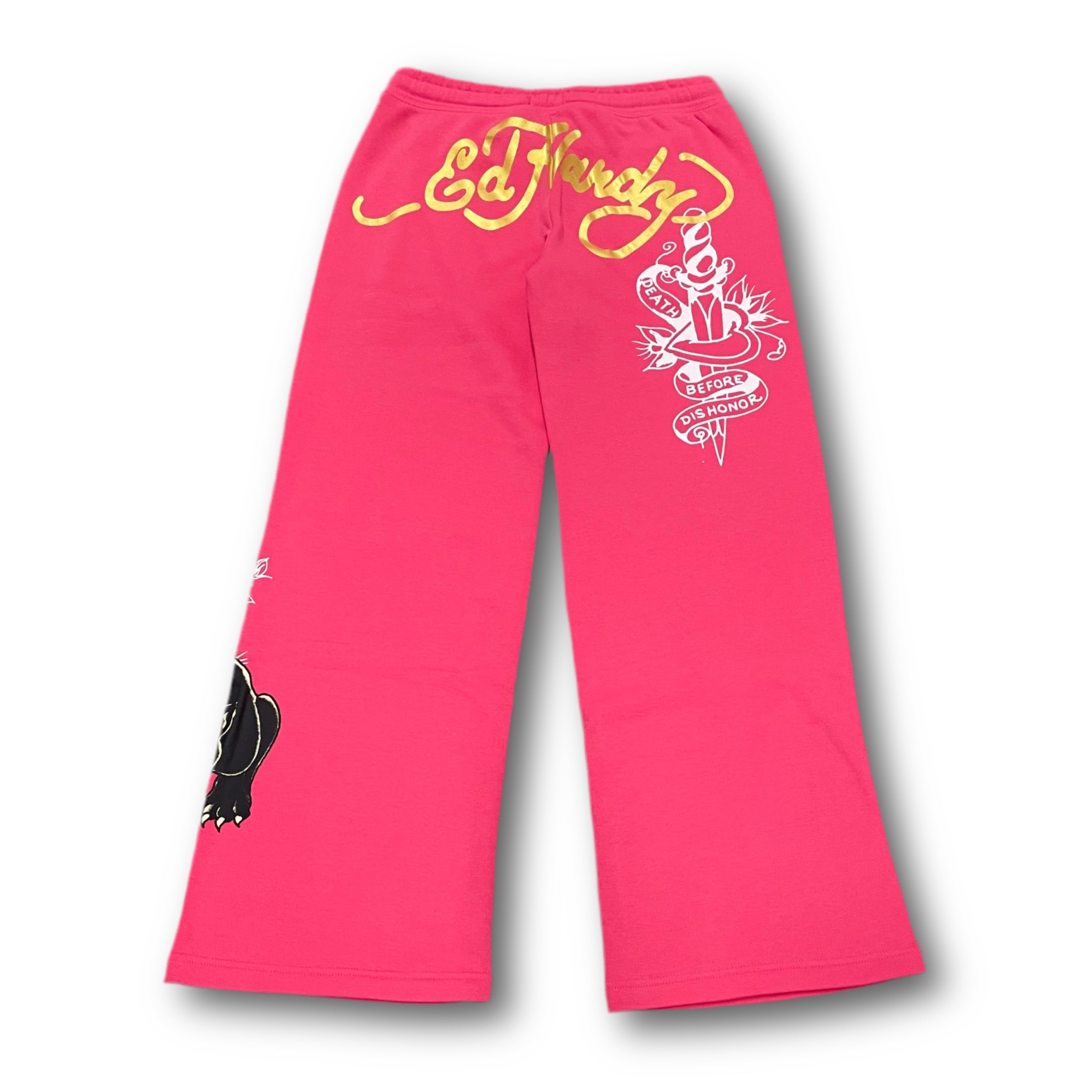 ED HARDY “Panther” ROSE PINK FLARE PANTS