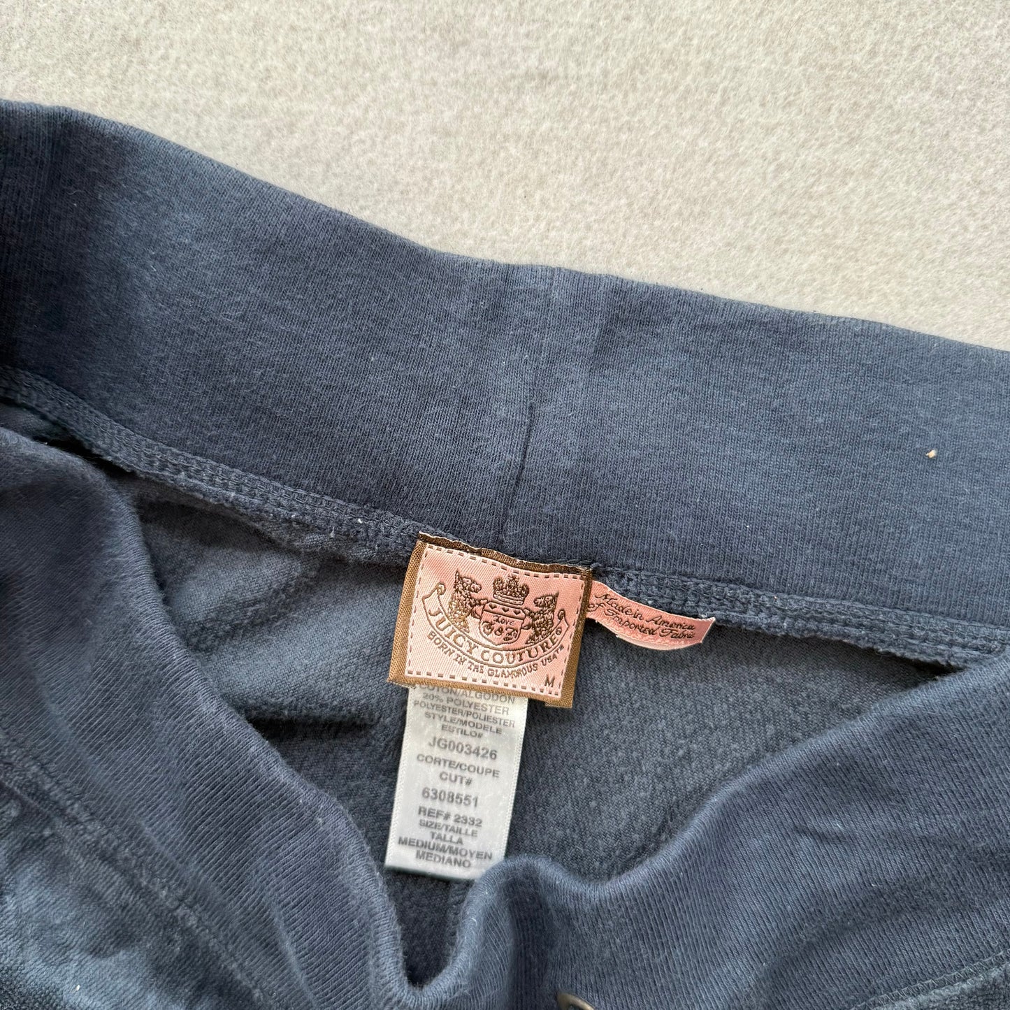 Juicy Couture Women's Navy Velour Flared Track Pant Low Rise Loungewear Size M
