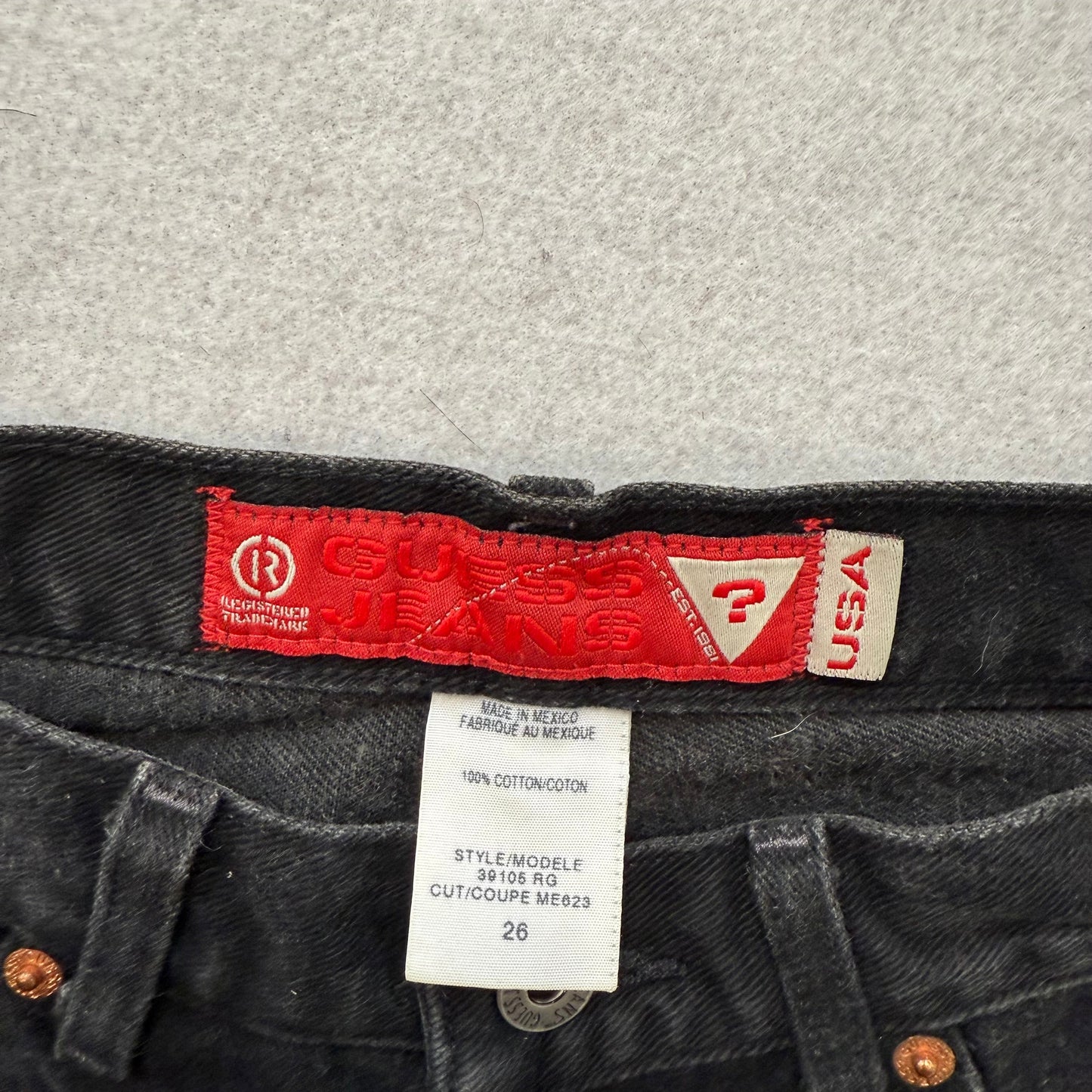 Guess Jeans Women's Solid Black Denim Bootcut Jeans Y2K Fashion Logo Size 26