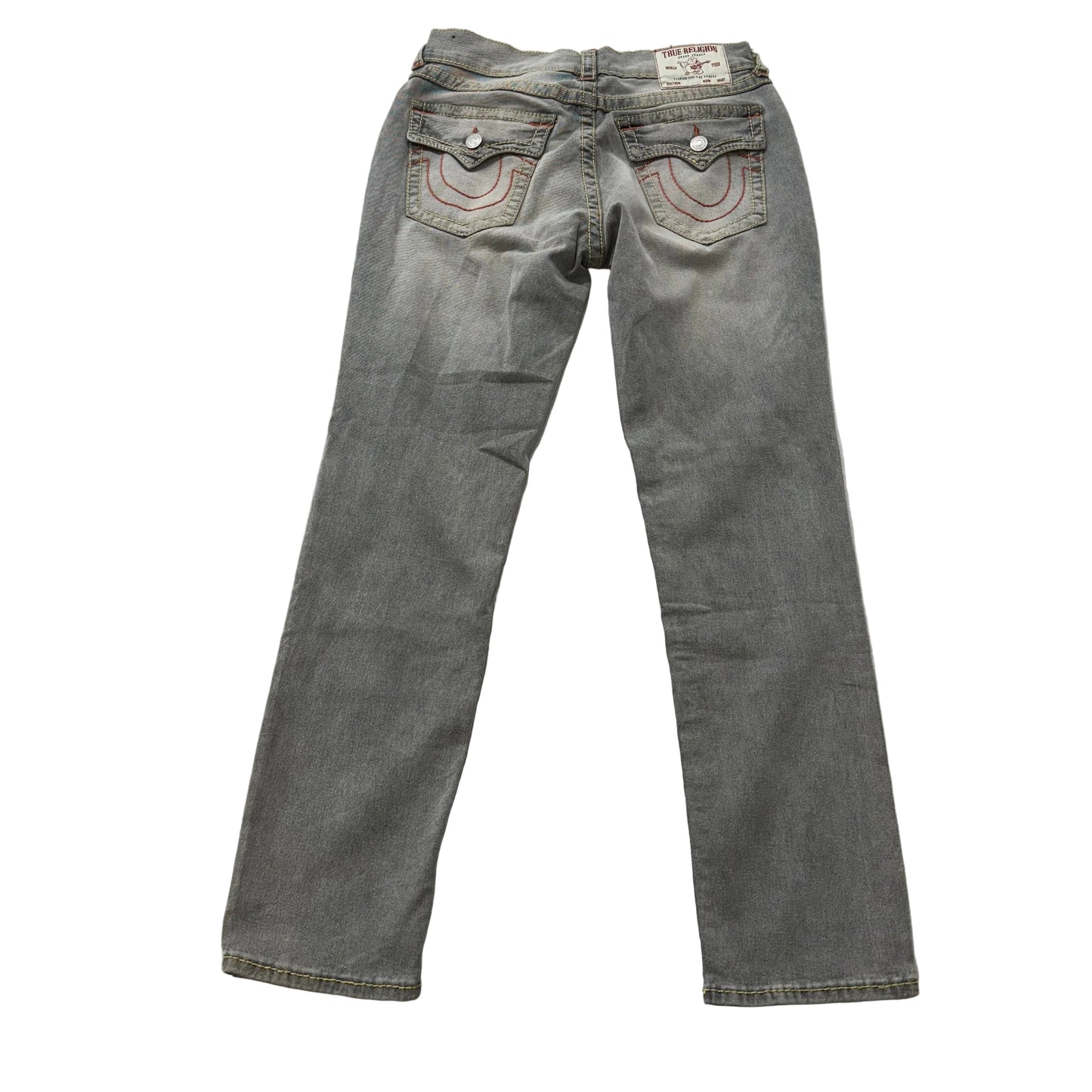 True Religion Geno Men's Gray Denim Slim Fit Jeans Snap Flap Back Pocket Size 30