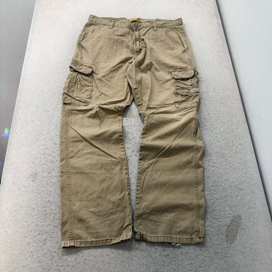 Wrangler Cargo Pants Men's Khaki Tan Cotton Utility Pockets Relaxed Size 36 photo 1