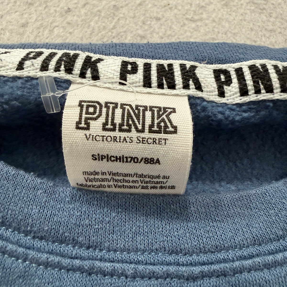 PINK Victorias Secret Blue Logo Crewneck Sweatshirt Size S photo 3