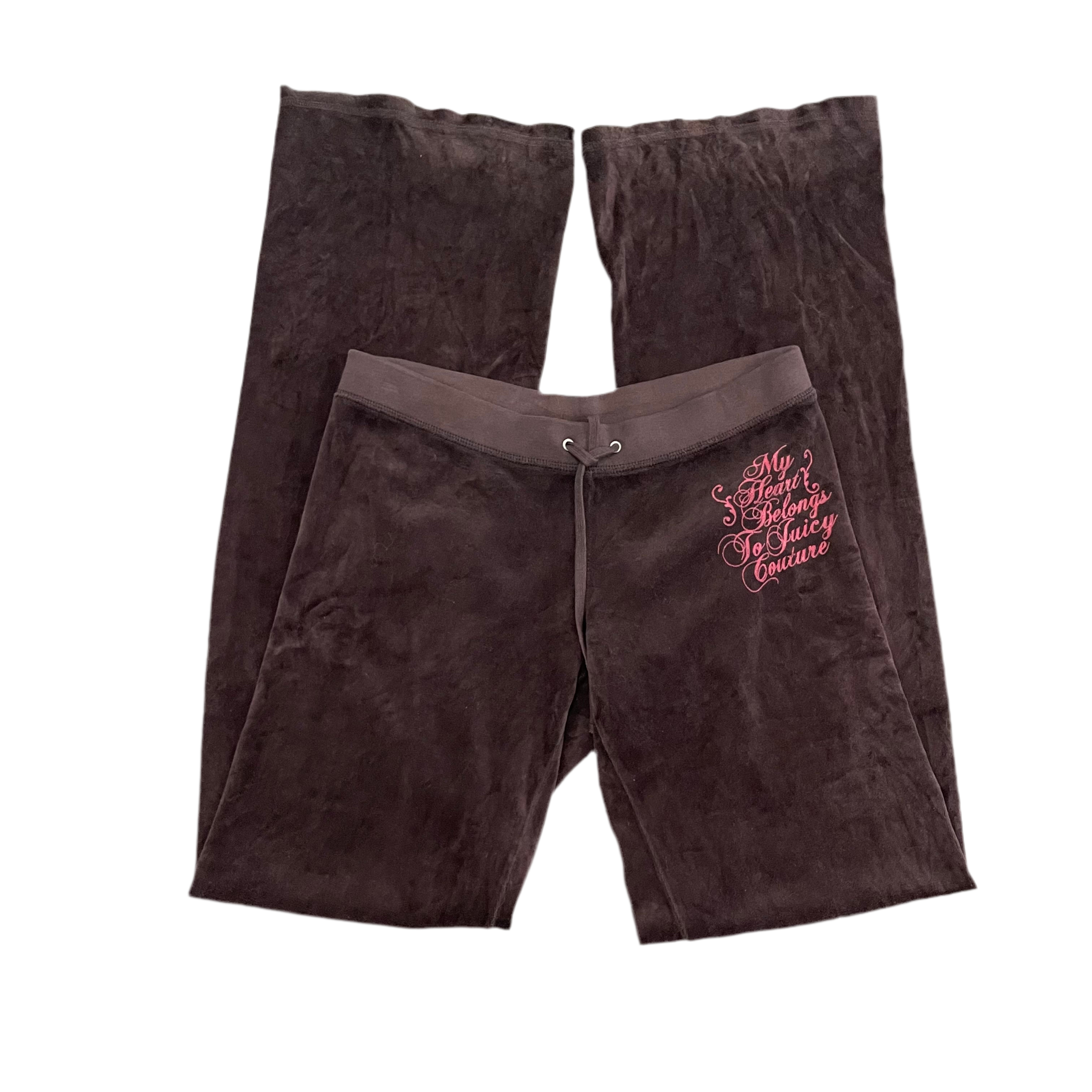 Vintage Juicy Couture “My Heart Belongs To Juicy Couture” Black Velour Flare Pants Size S
