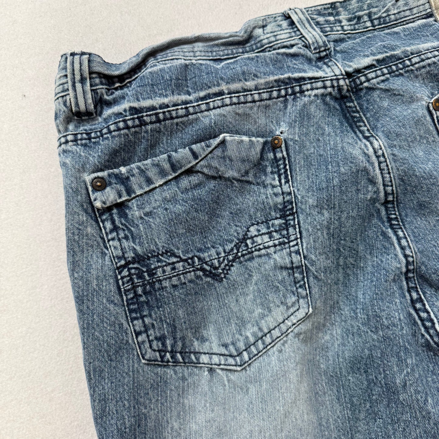Southpole Men's Acid Wash Blue Denim Relaxed Fit Baggy Distressed Jeans Size 38
