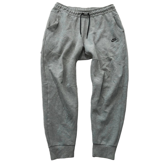 Nike Tech Men's Heather Gray Fleece Joggers Zipper Pockets Swoosh Logo Size L