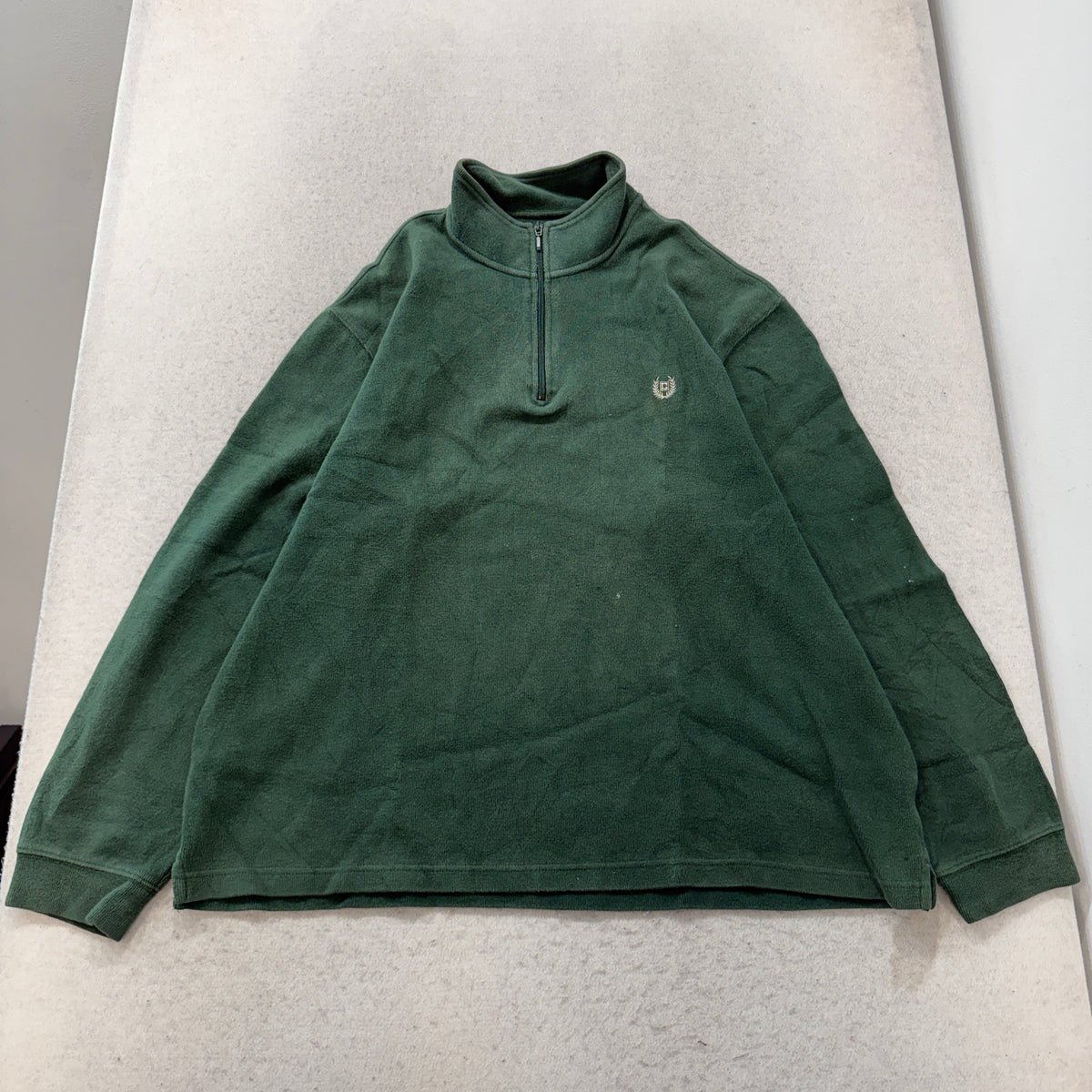 Chaps Green Quarter Zip Cotton Pullover Sweater Size XL photo 1