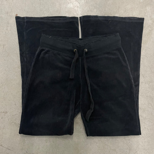 Black Velour Juicy Couture Flared Pants w/ RARE BACK POCKETS Size Small