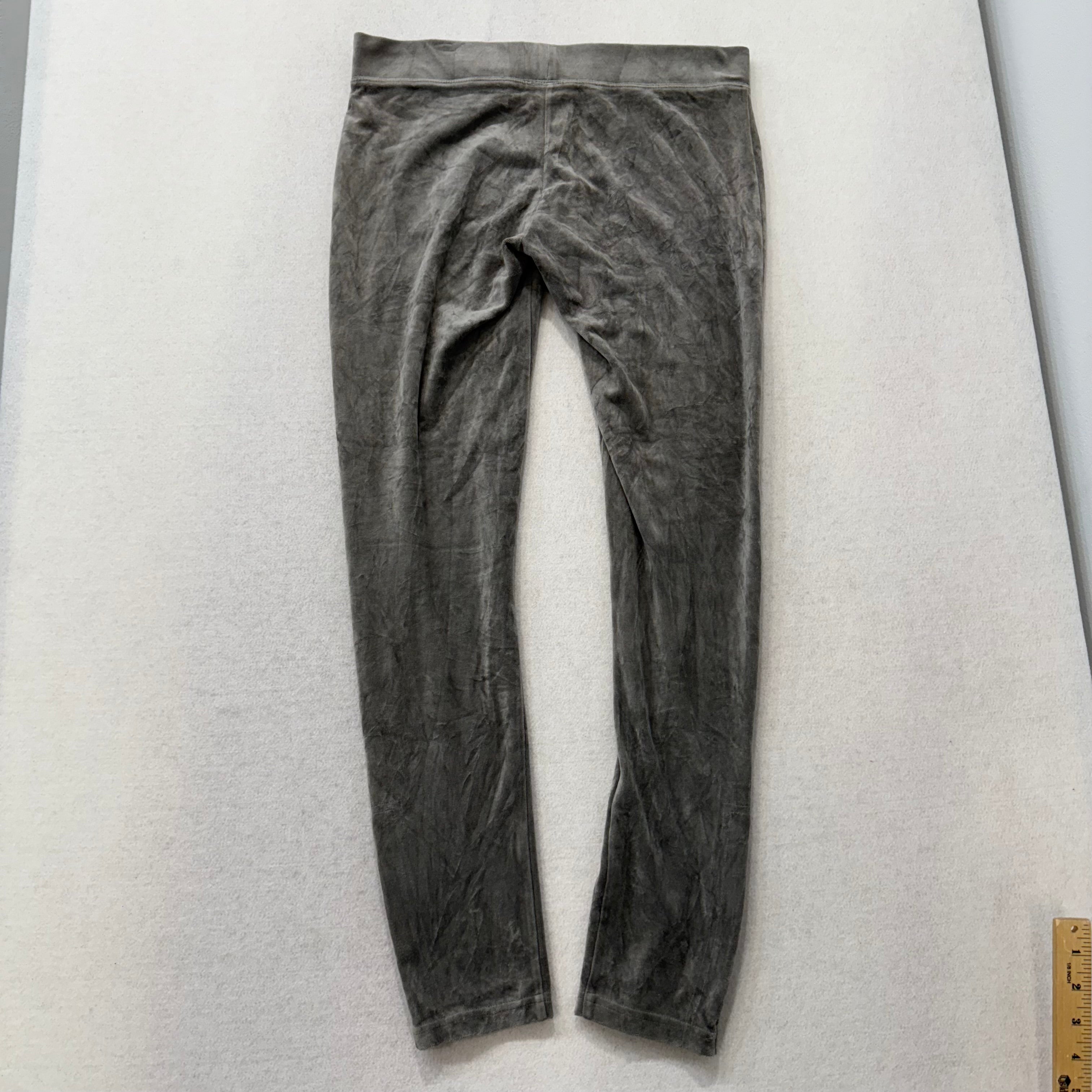 Vintage Juicy Couture Dark Grey Velour Ankle Zipper Crest Pants Size S