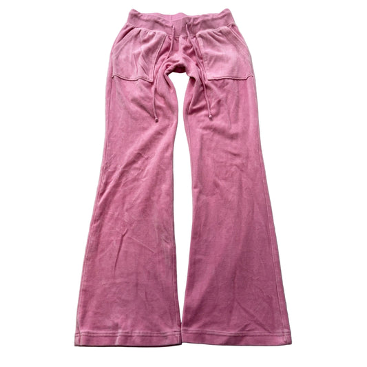 Vintage Juicy Couture Women's Pink Velour Flared Track Pants Loungewear Size S