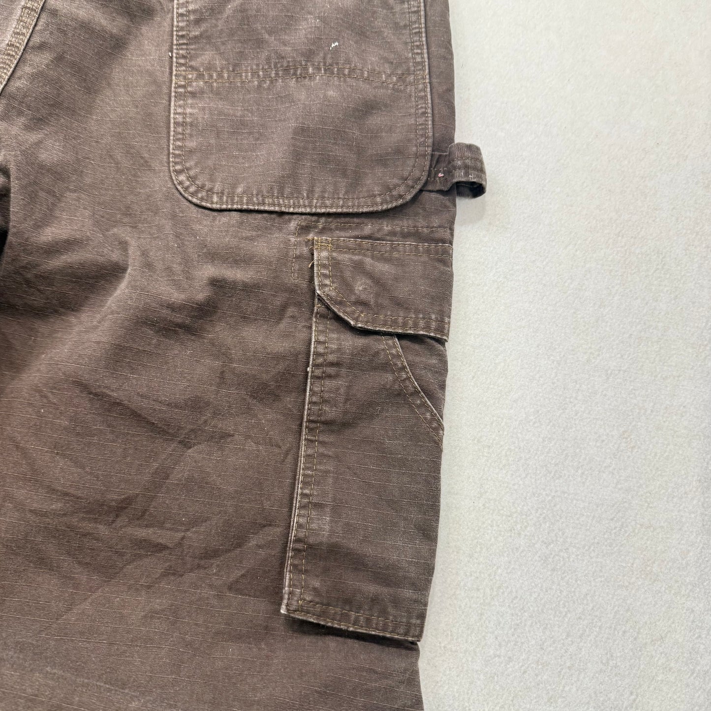 Wrangler Riggs Men's Brown Cotton Relaxed Carpenter Pant Utility Pockets Size 36