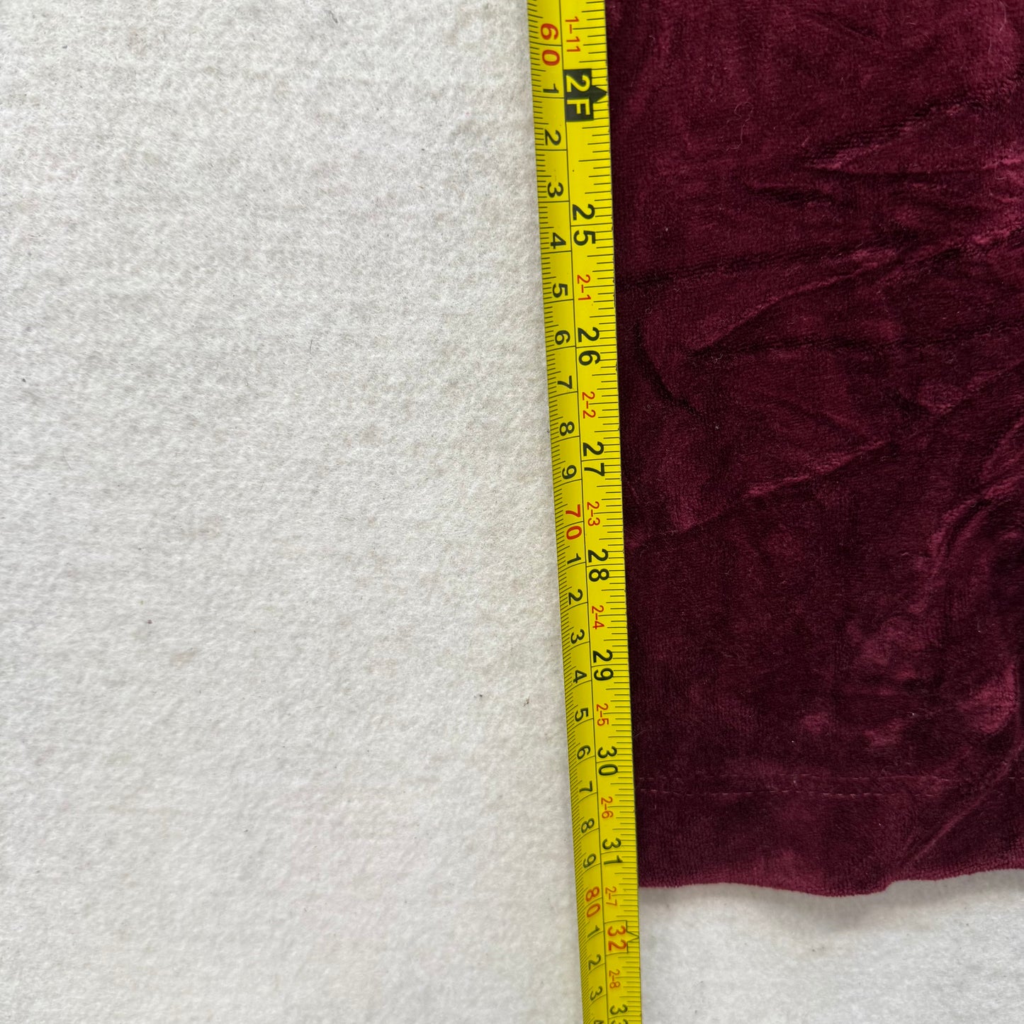 2003 Juicy Couture Women's Burgundy Velour Flared Track Pants Zipper Hem Size S