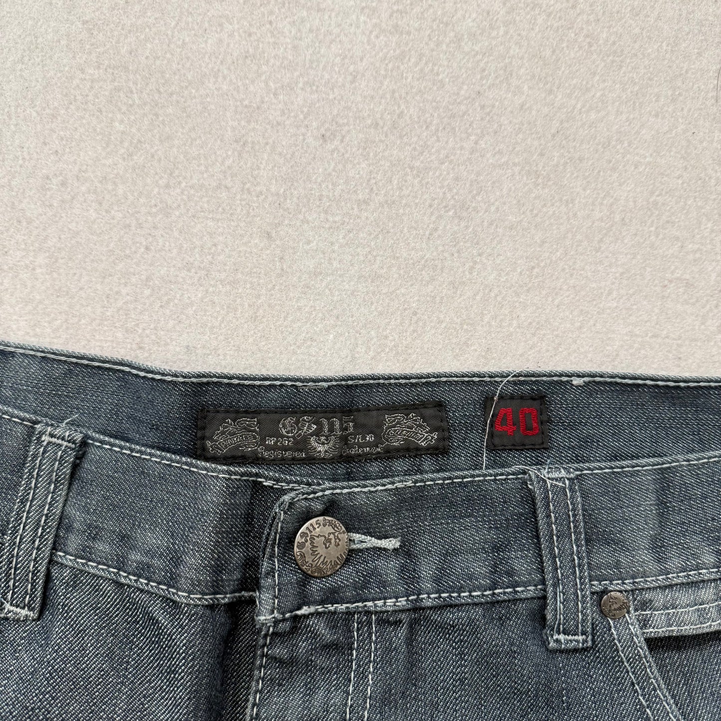 GS115 Men Medium Wash Blue Denim Straight Wide Leg Jeans Zip Flap Pocket Size 40