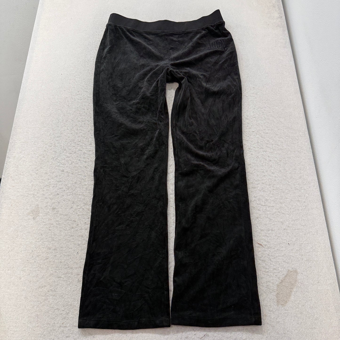 Juicy Couture Women's Black Velour Tracksuit Set Hoodie & Pant Pockets Size L