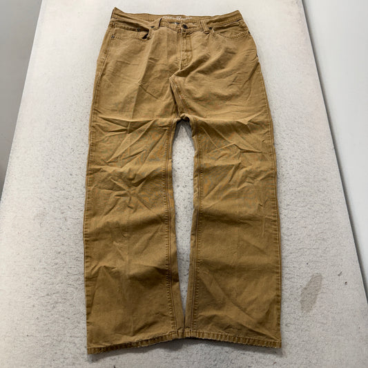 Eddie Bauer Straight Fit Canvas Pants Men's Tan Brown Cotton Five Pocket Size 36x34 photo 1