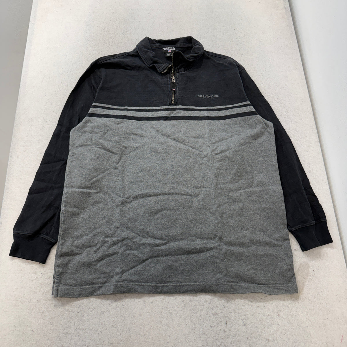 Polo Jeans Co. Ralph Lauren Black Grey Quarter Zip Pullover Size L photo 1