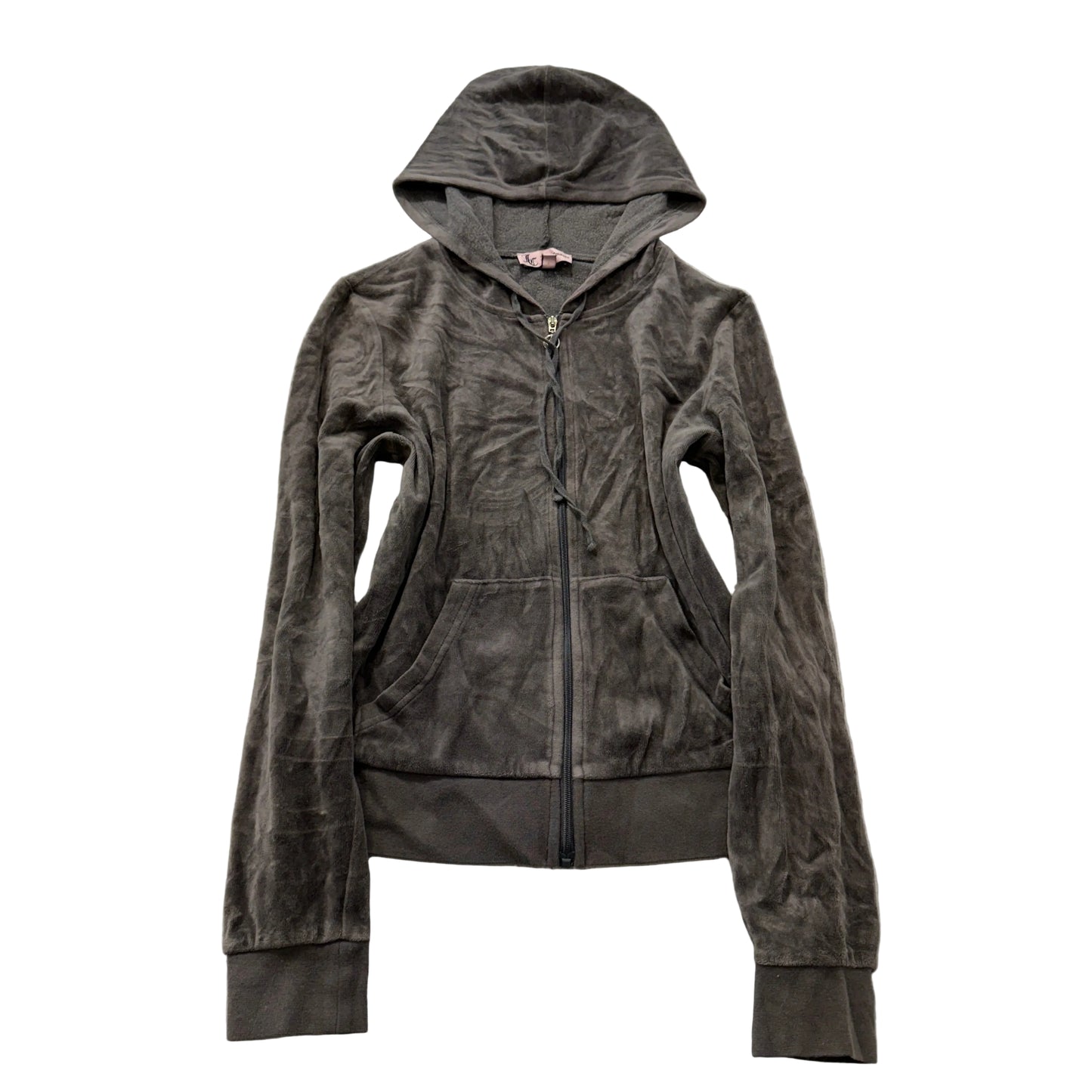 Juicy Couture Women's Charcoal Gray Velour Zip-Up Hoodie Loungewear Y2K Size M