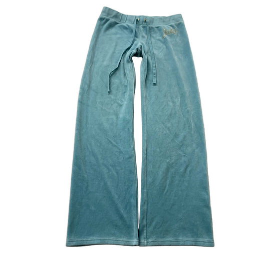 Juicy Couture Women's Turquoise Velour Flared Track Pant Drawstring Y2K Size M