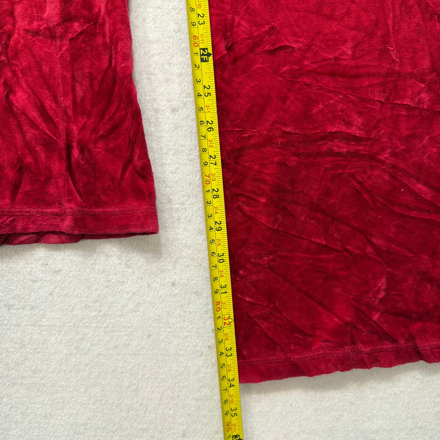 Vintage Juicy Couture Women's Ruby Red Velour Flared Track Pant Low Rise Size L