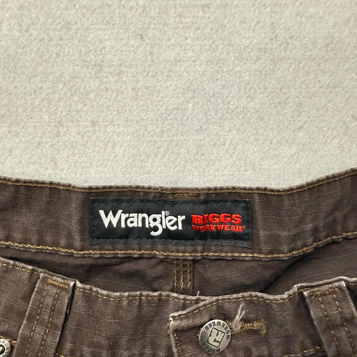 Wrangler Riggs Men's Brown Cotton Relaxed Carpenter Pant Utility Pockets Size 36