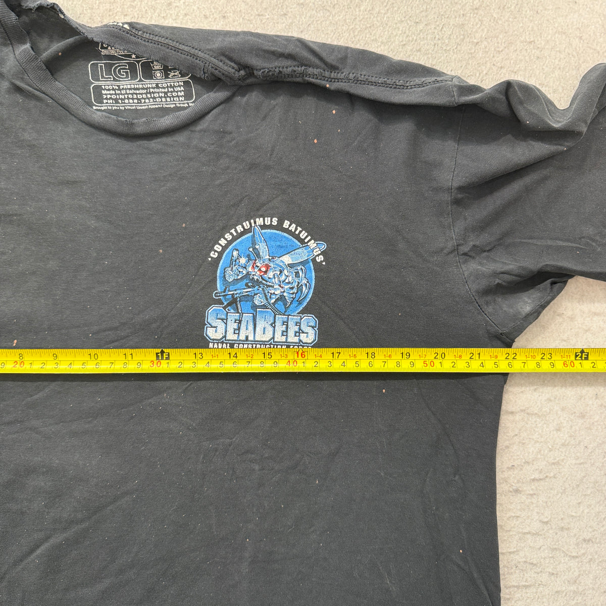 7.62 Design Seabees tee chest measurement