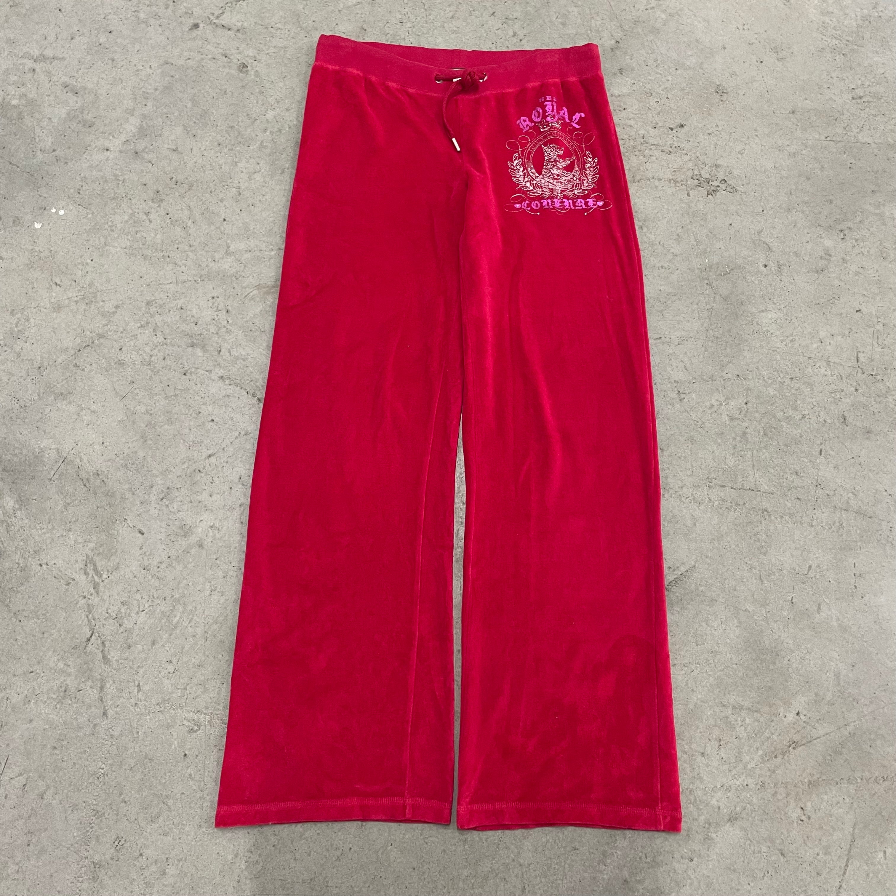 Vintage Juicy Couture “Royal Couture” Red Velour Pants Size M