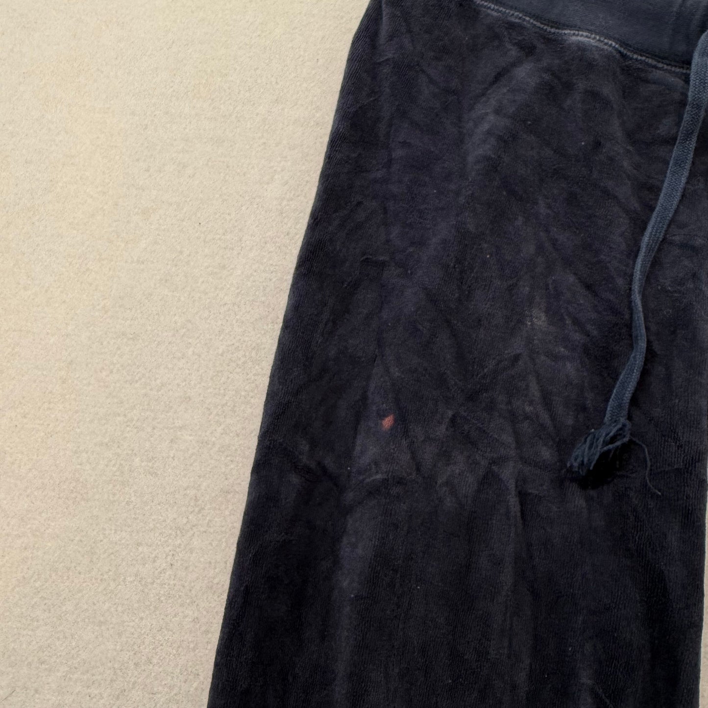 Juicy Couture Women's Navy Blue Velour Flared Track Pant Rhinestones Logo Size M