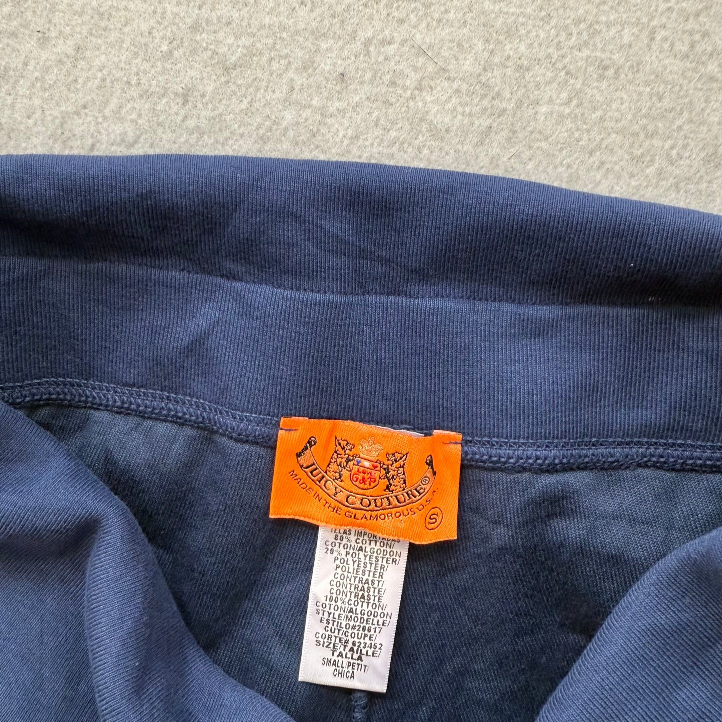 2003 Vintage Juicy Couture Womens Navy Terrycloth Cropped Foldover Capris Size S