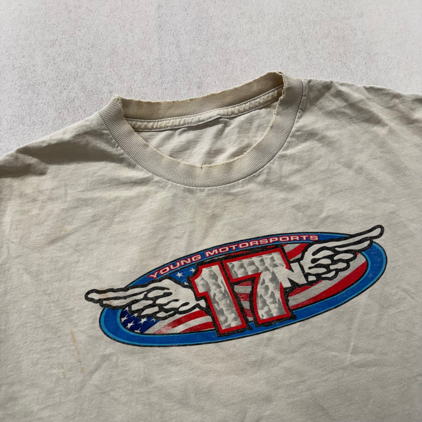 Niki Young Racing White Cotton Short Sleeves T-Shirt Motorsports Graphic Size XL