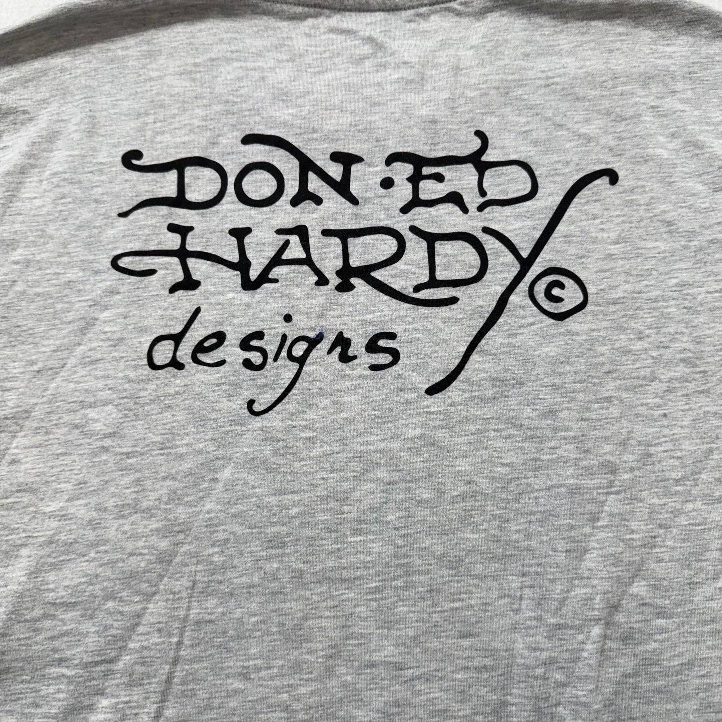 Ed Hardy Battle Skull Men's Heather Gray Cotton T-Shirt Graphic Tee Logo Size M