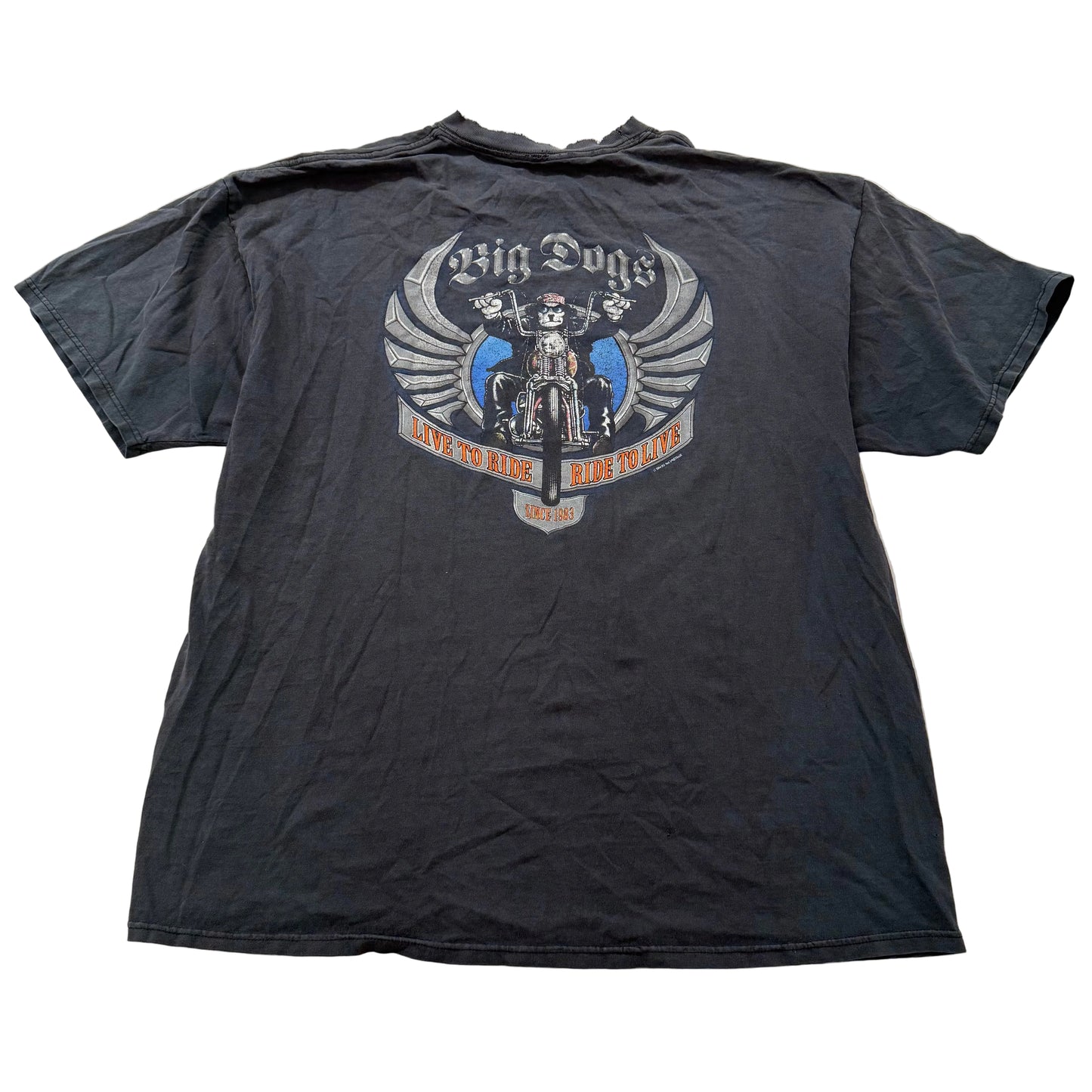 Big Dogs Men's Black Cotton T-Shirt Short Sleeves Biker Dog Graphic Tee Size L