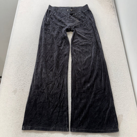 Juicy Couture Women's Charcoal Gray Velour Flared Leg Track Pant Logo Y2K Size M
