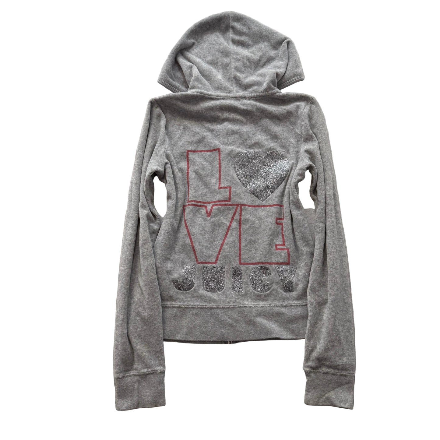 Juicy Couture Women's Heather Gray Velour Zip Up Hoodie Graphic Logo Y2K Size S