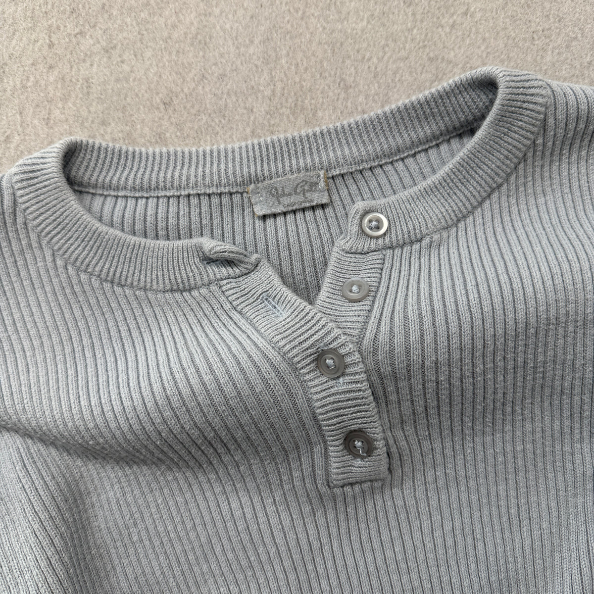 John Galt Brandy Melville Women's Baby Blue Ribbed Cropped Henley Top Size XS