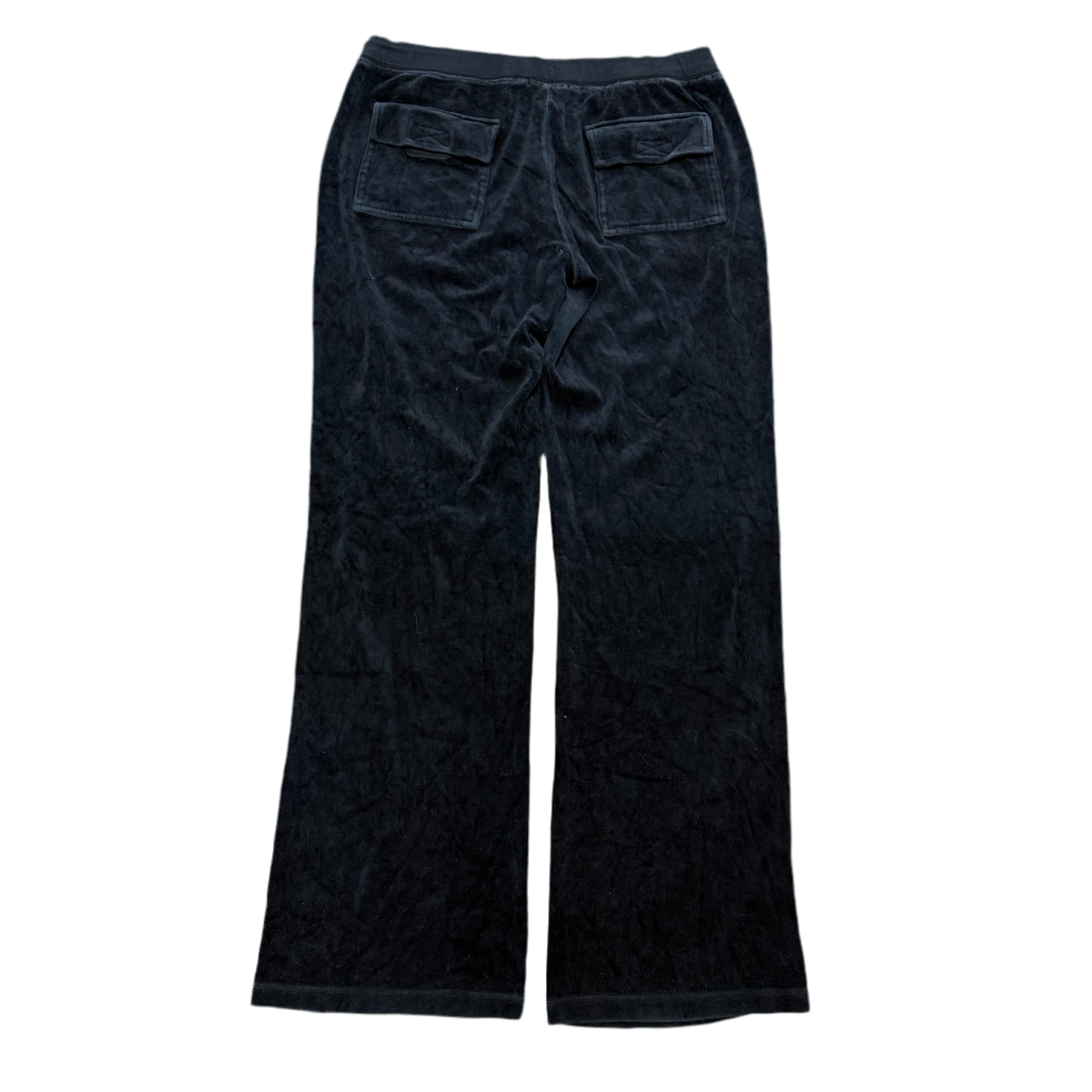 Black VINTAGE Velour Juicy Couture Flared Pants w/ BACK POCKETS SIZE L
