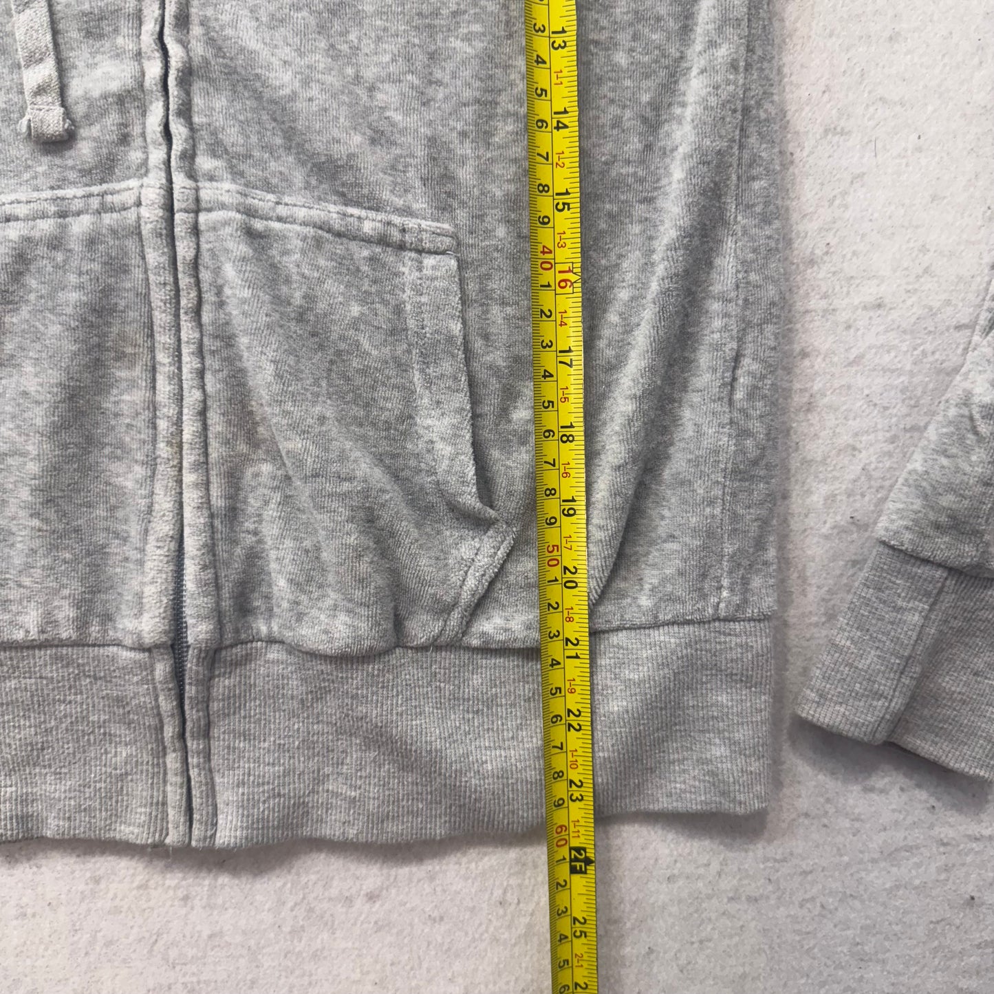 Juicy Couture Gray Velour Tracksuit Set Zip Up Hoodie & Flared Pants Y2K Size S
