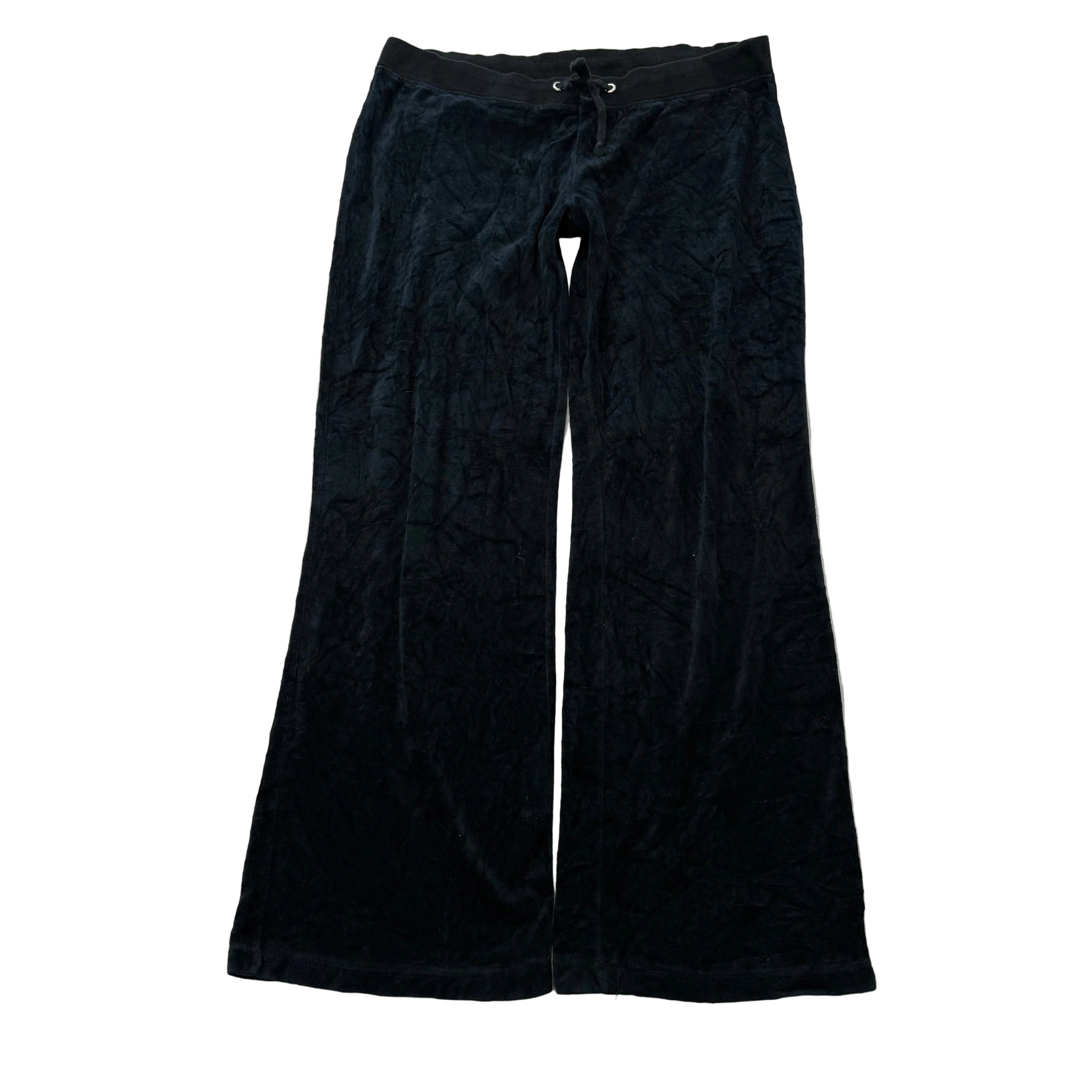 Juicy Couture Women's Black Velour Flared Wide Leg Track Pant Loungewear Size M