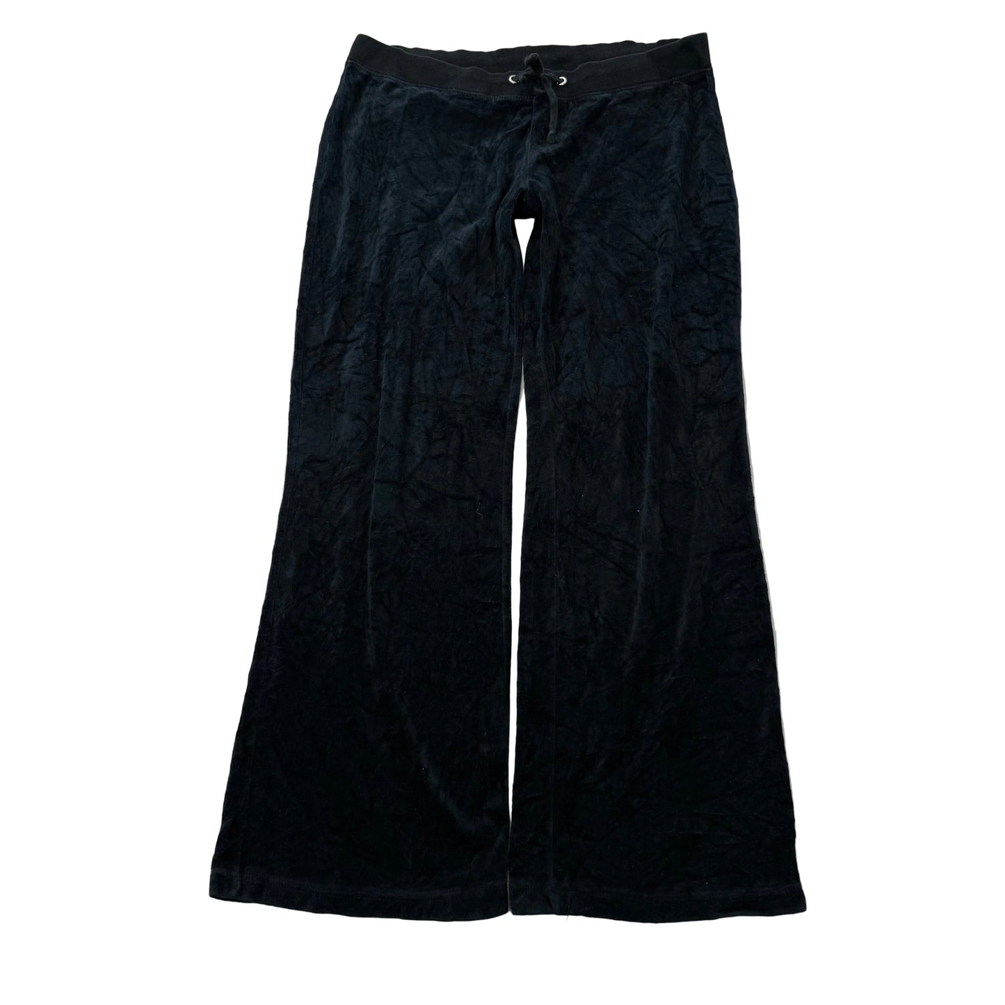 Juicy Couture Women's Black Velour Flared Wide Leg Track Pant Loungewear Size M