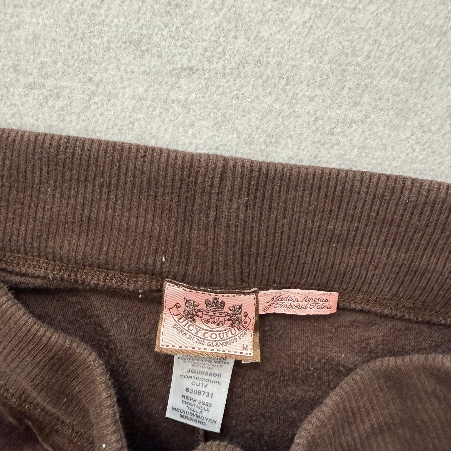 Juicy Couture Women's Brown Velour Flared Track Pant Loungewear Pockets Size M