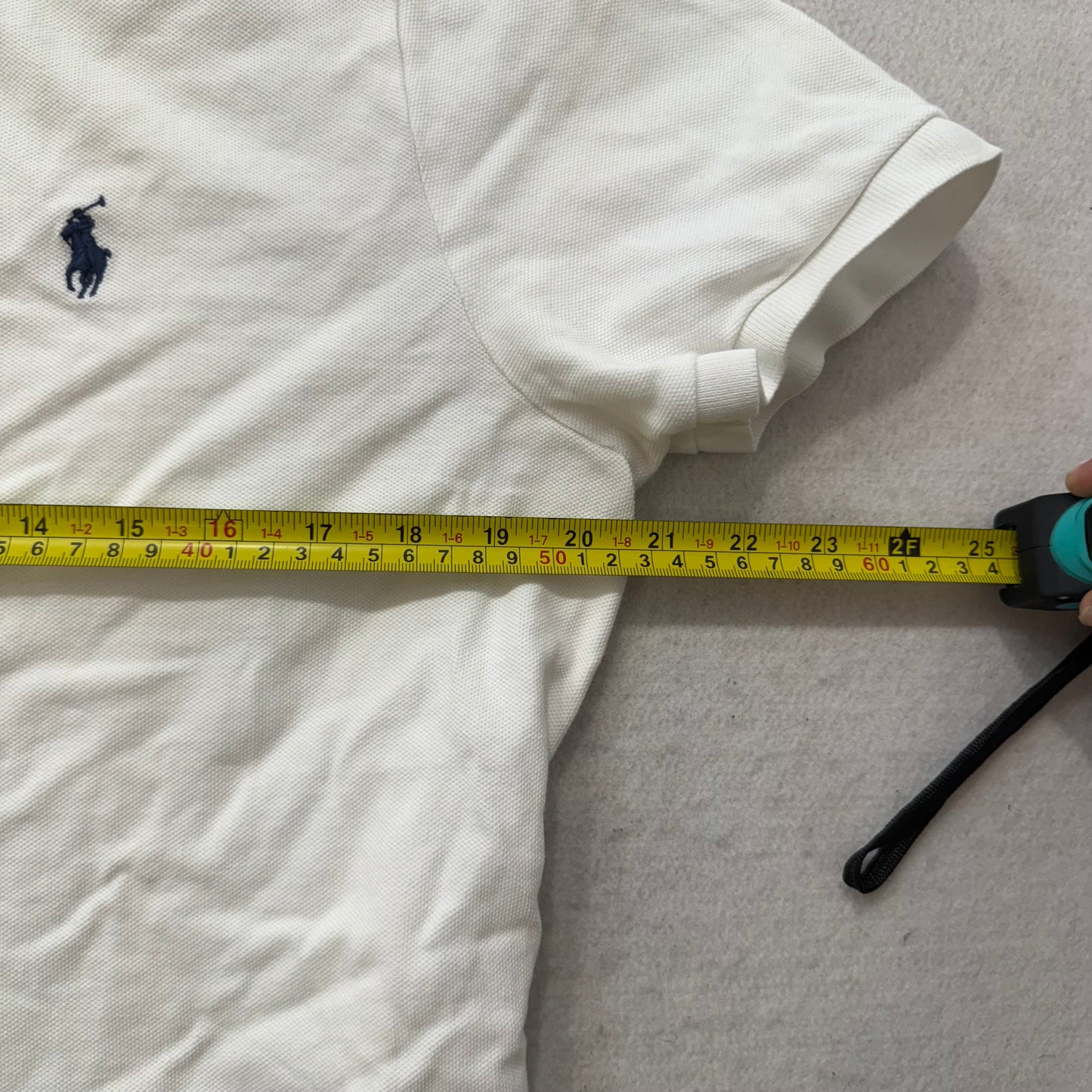 Polo Ralph Lauren Men's White Cotton Slim Fit Polo Shirt Short Sleeves Size L