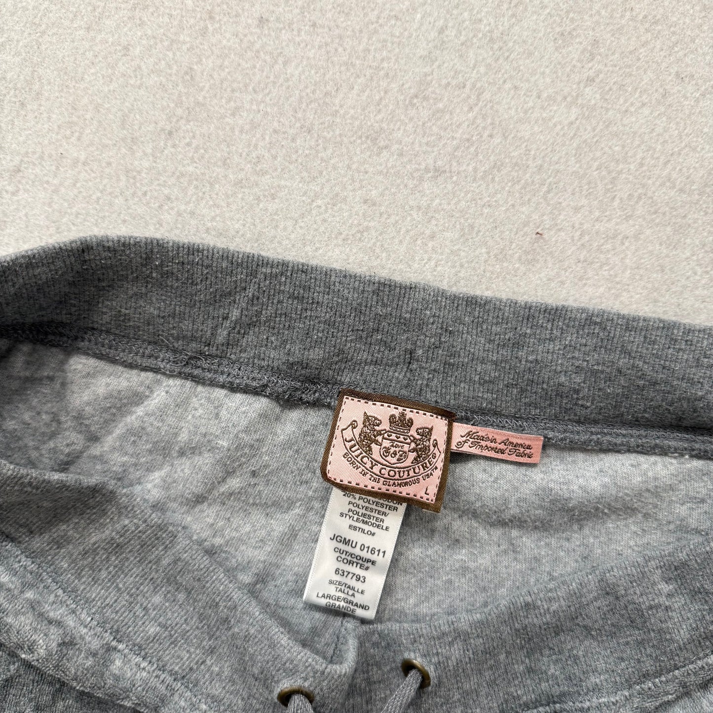 Vintage Juicy Couture Gray Velour Tracksuit Set Zip Up Jacket & Pant Y2k Size L