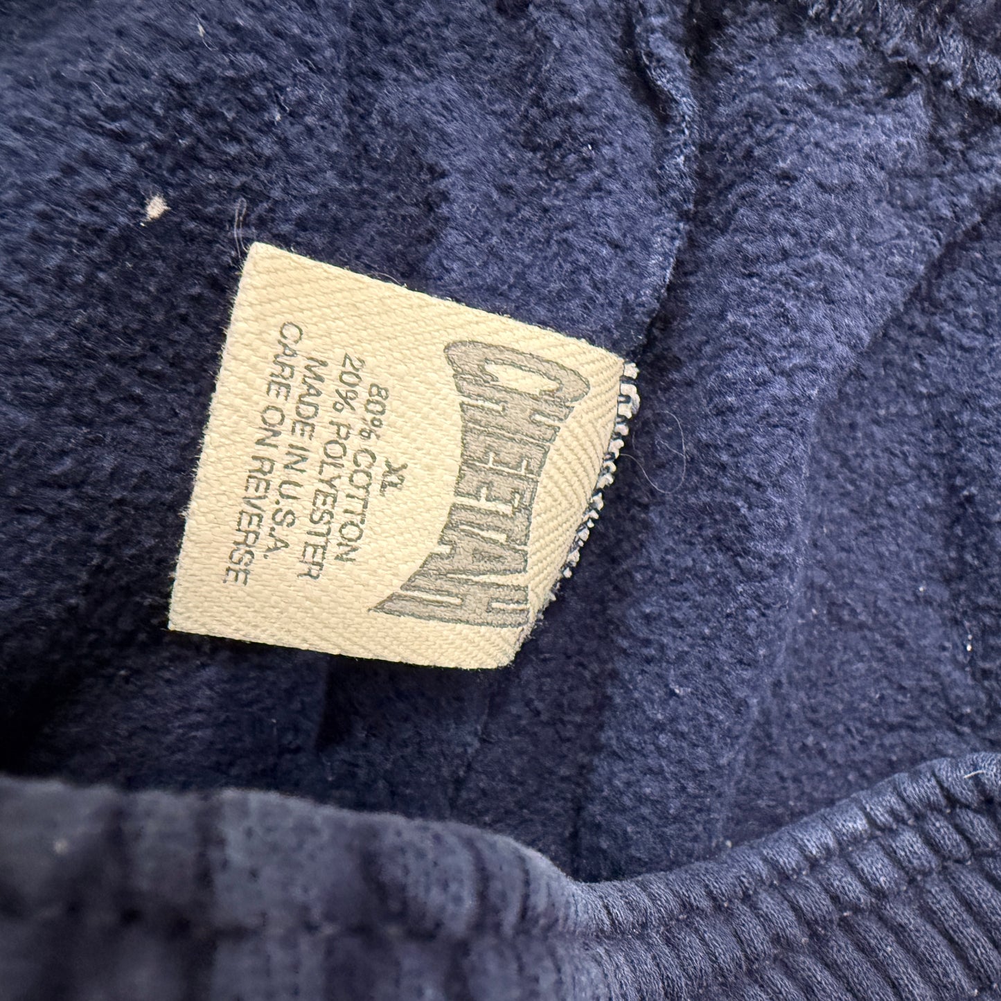 Vintage Cheetah Women's Fleece Navy Blue Sweatpants Pockets Made In USA Size XL