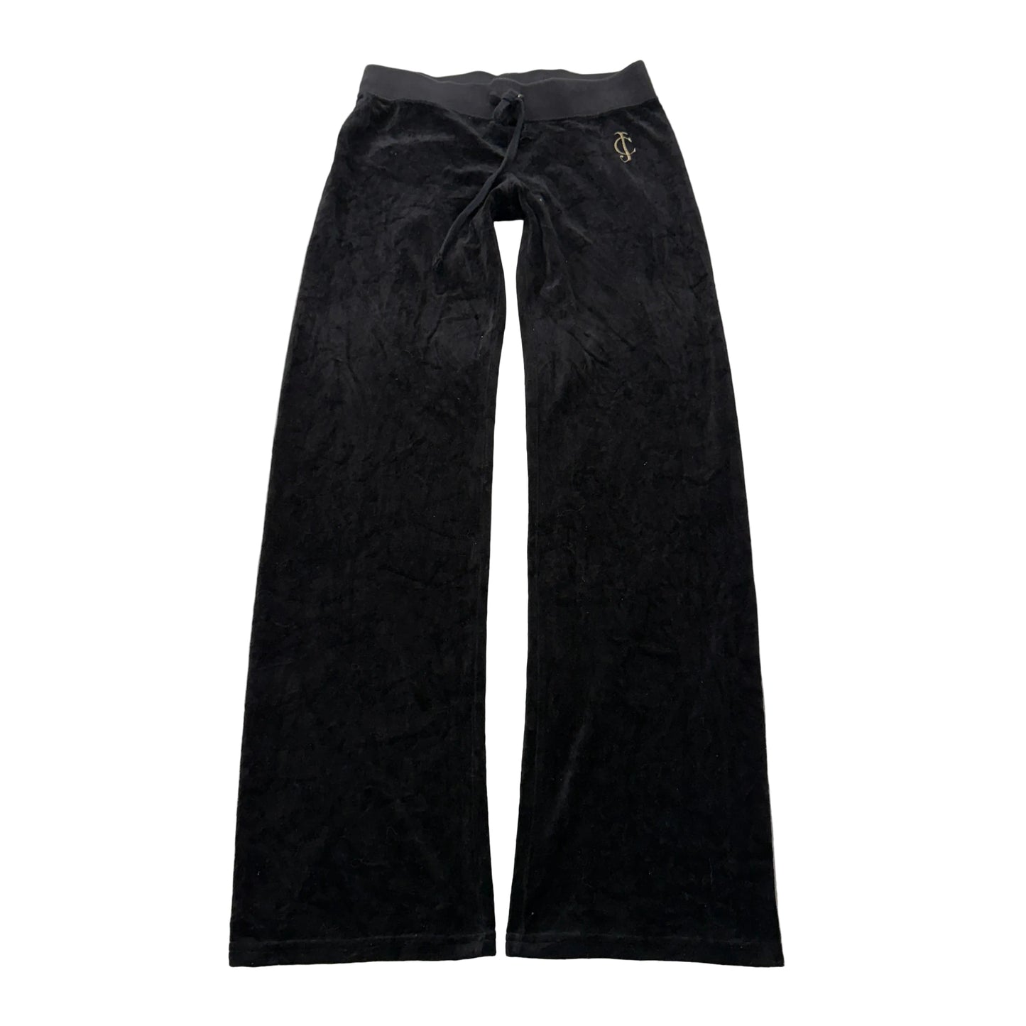 Juicy Couture Women's Black Velour Flare Track Pants Drawstring Classic Size S