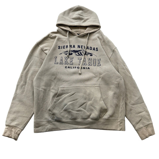 Valani Men's Beige Fleece Hoodie Sierra Nevadas Lake Tahoe California Size L