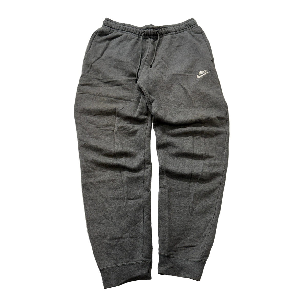 Nike Men Grey Knit Sweatpants Drawstring Pockets Tapered Leg Classic Logo Size S