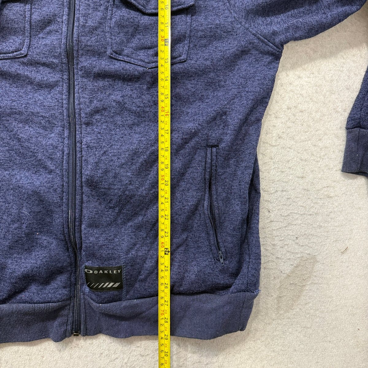 Oakley Full-Zip Hoodie Men's Navy Blue Heathered Chest Pockets Fleece Size XL photo 5