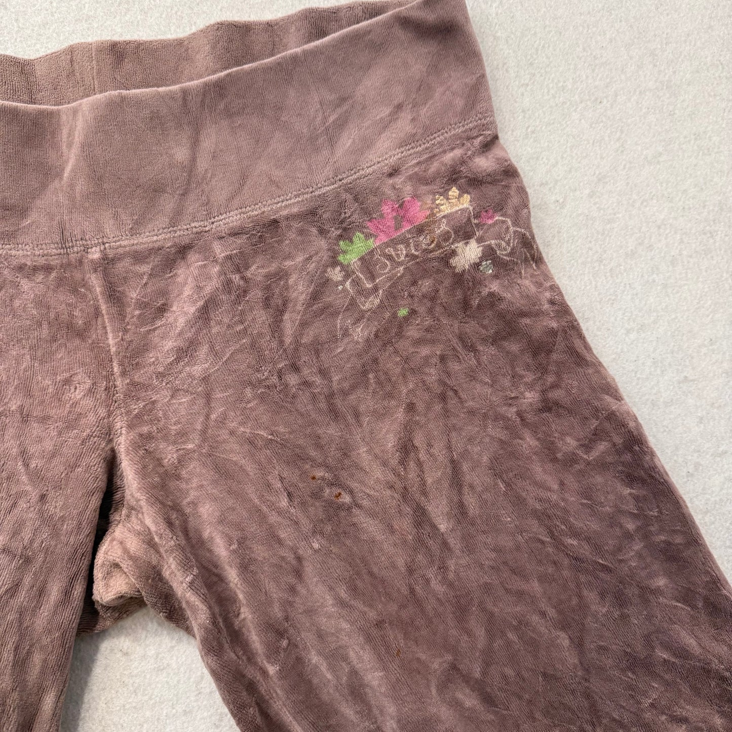Vintage Juicy Couture Women's Brown Velour Flared Track Pant Loungewear Size S