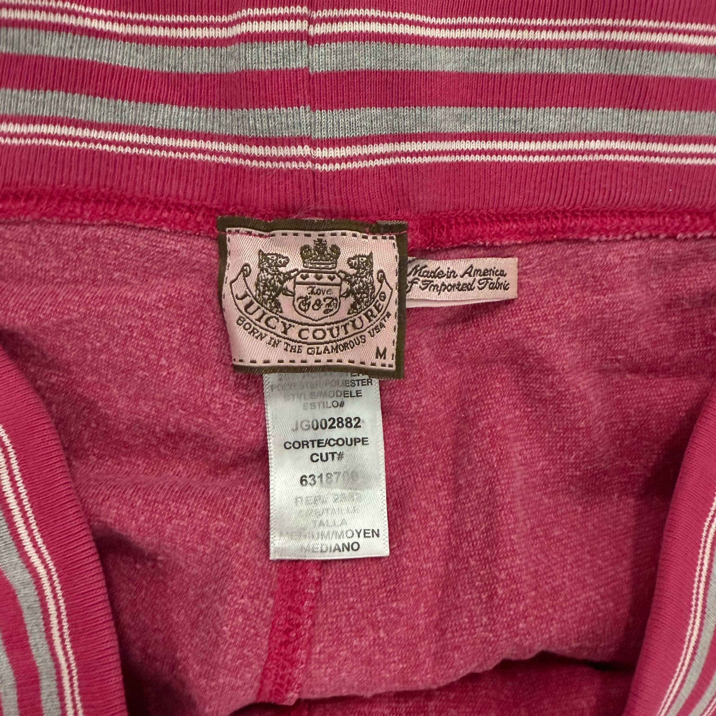 Pink VINTAGE Velour Juicy Couture Flared Pants w/ Rare Unique Waist Band SIZE M