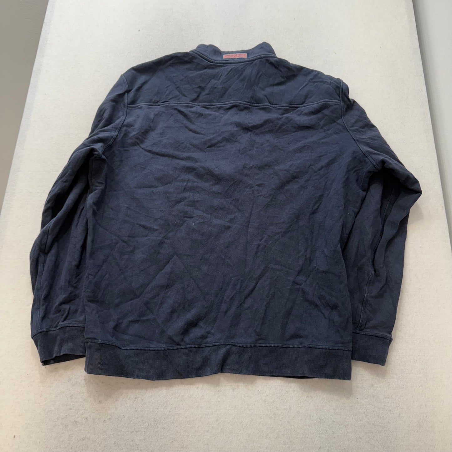 Vineyard Vines Mens Navy Blue Cotton Quarter-Zip Pullover Shep Shirt Logo Size L