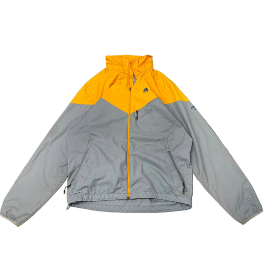 Vintage Nike Men's Grey Yellow Windbreaker Jacket Lightweight Mesh Lined Size M
